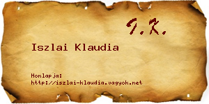 Iszlai Klaudia névjegykártya